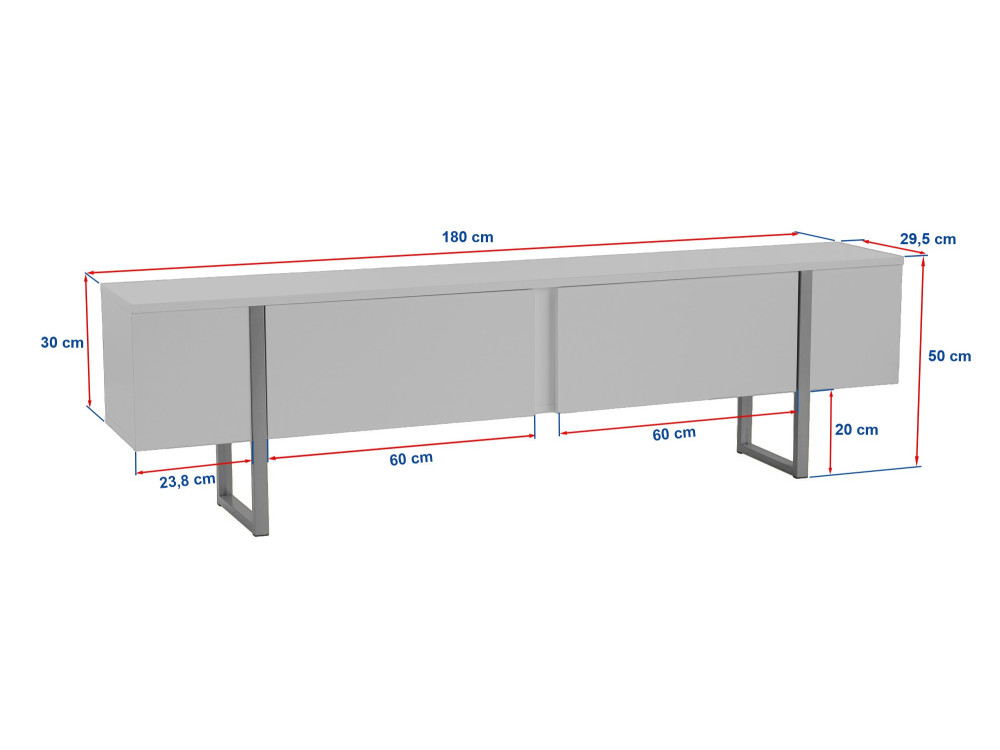 Serenity" wooden TV stand 180 x 30 x 50 cm - Travertine