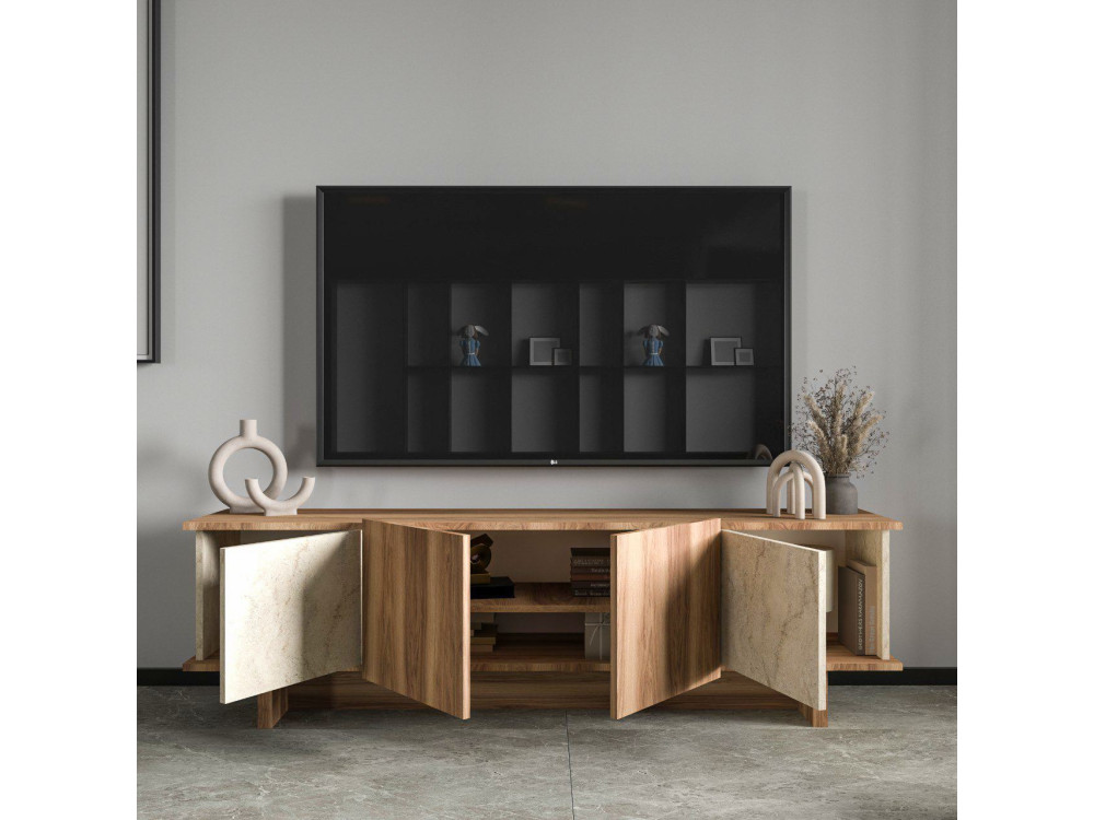 Diana" wooden TV stand 180 x 33 x 50 cm - Travertine