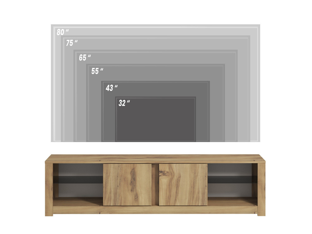 Aydos" wooden TV stand 180 x 35 x 45 cm - Oak