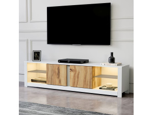 Aydos" wooden TV stand 180 x 35 x 45 cm - White 2