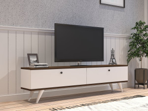 Parlak" wooden TV stand - 160 x 25 x 40 cm - White 2