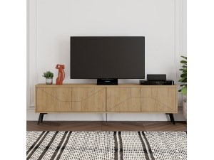 Dune" wooden TV stand - 180 x 29 x 50 cm - Beige 2