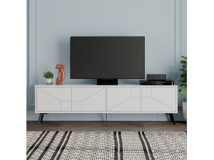 Dune" wooden TV stand - 180 x 29 x 50 cm - White 2
