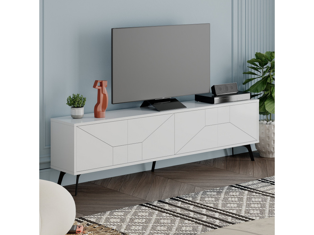 Dune" wooden TV stand - 180 x 29 x 50 cm - White