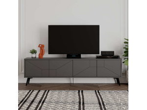 Dune" wooden TV stand - 180 x 29 x 50 cm - Charcoal grey 2