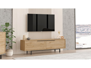 Calvin" wooden TV stand - 160 x 35 x 45 cm - Brown 2