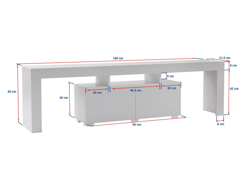 Enclave" wooden TV stand - 180 x 31 x 50 cm - Brown