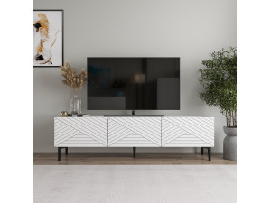 Felix" wooden TV stand - 160 x 31 x 44 cm - White 2