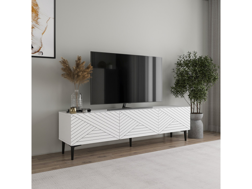Felix" wooden TV stand - 160 x 31 x 44 cm - White