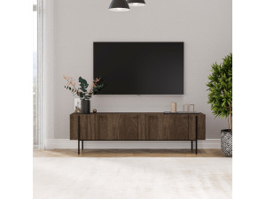 Herman" wooden TV stand - 160 x 31 x 45 cm - Brown 2
