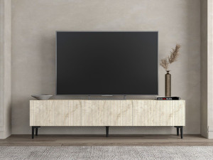 Oscar" wooden TV stand - 180 x 31 x 45 cm - Beige 2