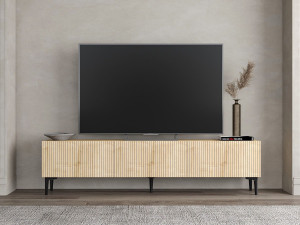 Oscar" wooden TV stand - 180 x 31 x 45 cm - Light brown 2