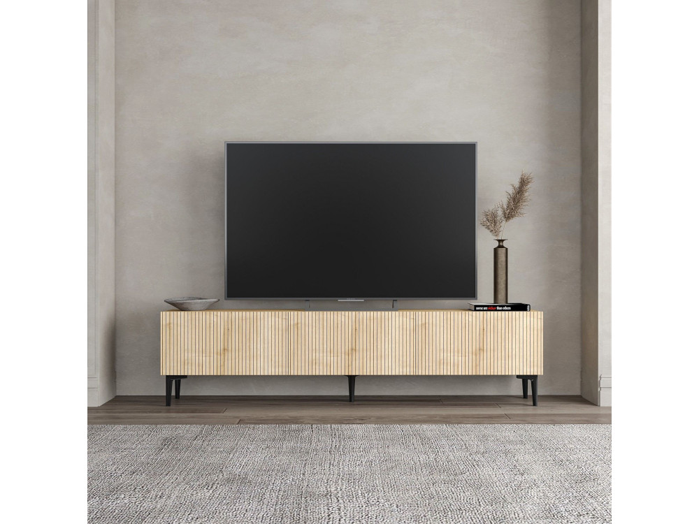 Oscar" wooden TV stand - 180 x 31 x 45 cm - Light brown