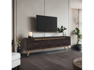 Digi" wooden TV stand - 180 x 35 x 48 cm - Black 2