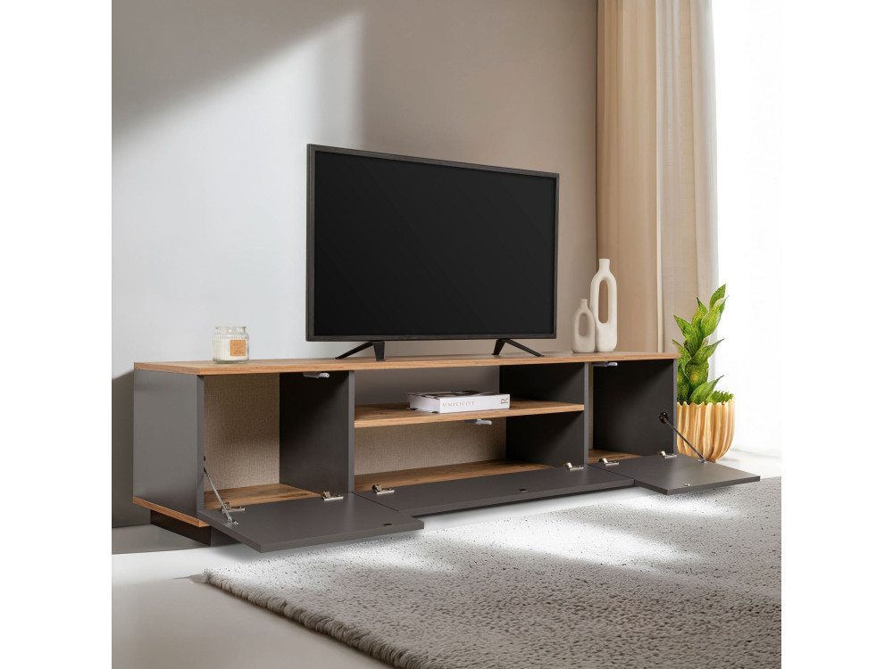 Veramont" wooden TV stand - 180 x 44 x 44 cm - Anthracite grey