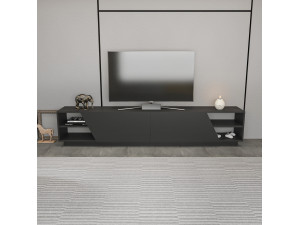 Rhodes" wooden TV stand - 240 x 37 x 47 cm - Anthracite grey 2