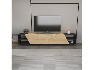 Rhodes" wooden TV stand - 240 x 37 x 47 cm - Beige 2