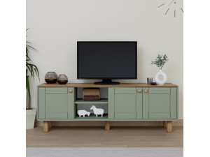 Mia" wooden TV stand - 160 x 40 x 56 cm - Green 2