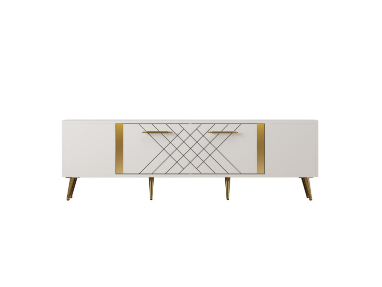 Detas" wooden TV stand - 150 x 35 x 48 cm - Gold