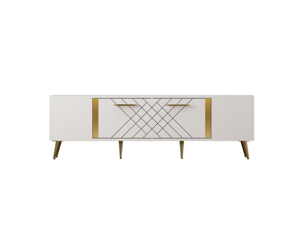 Detas" wooden TV stand - 150 x 35 x 48 cm - Gold