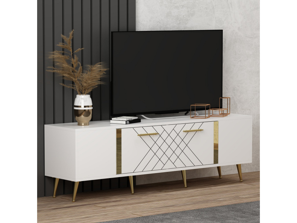 Detas" wooden TV stand - 150 x 35 x 48 cm - Gold