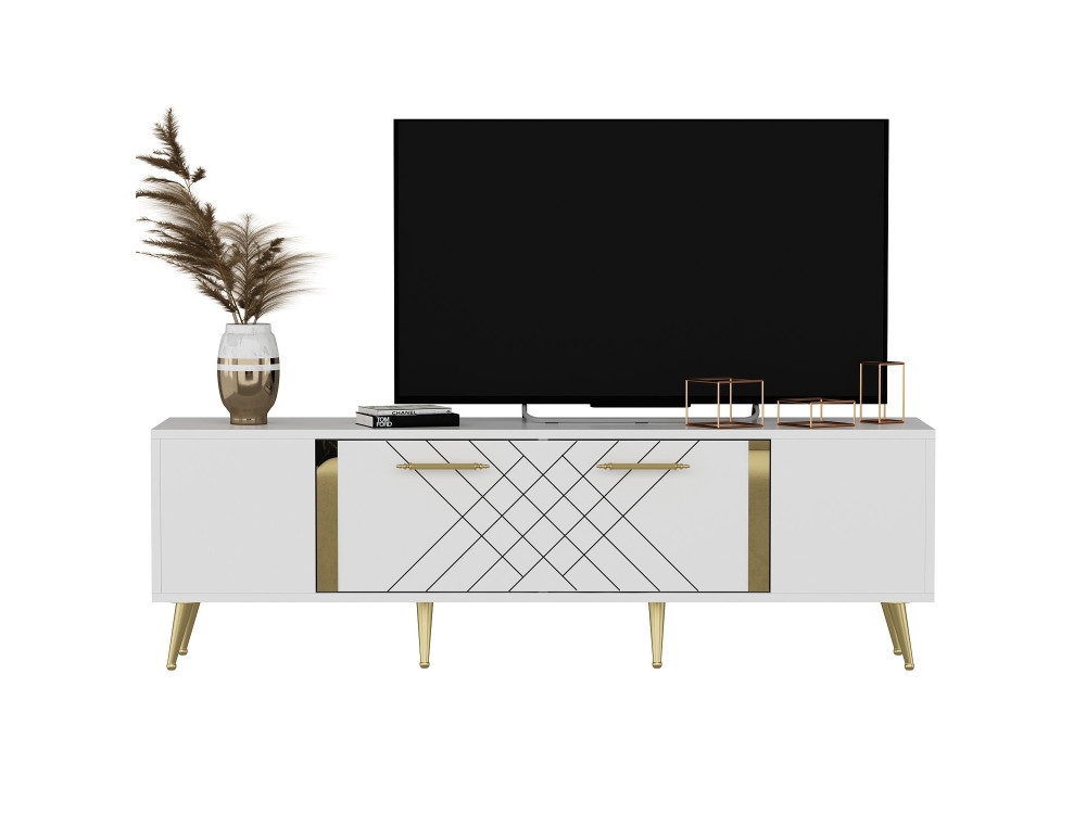 Detas" wooden TV stand - 150 x 35 x 48 cm - Gold