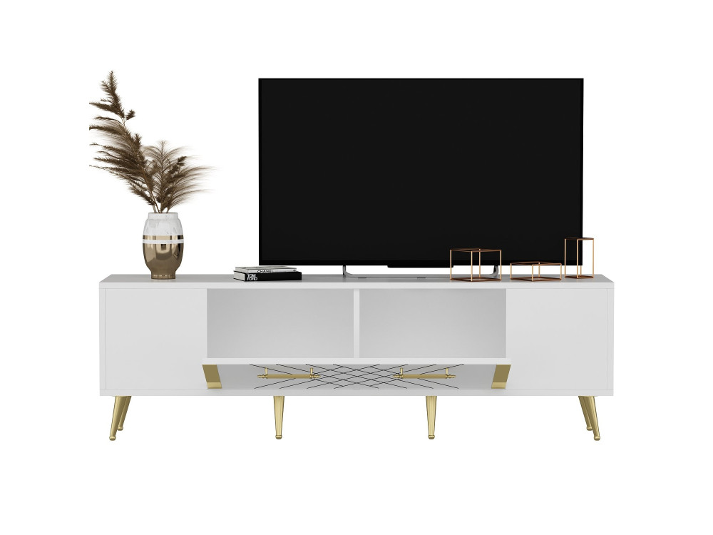 Detas" wooden TV stand - 150 x 35 x 48 cm - Gold