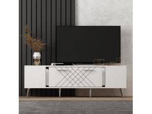 Detas" wooden TV stand - 150 x 35 x 48 cm - Silver 2