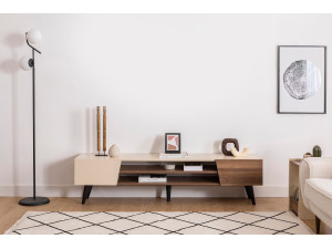 Clark" wooden TV stand - 180 x 37 x 45 cm - Brown 2