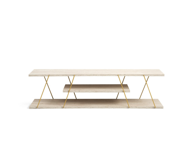 Canaz" wooden TV stand - 120 x 30 x 33 cm - Travertine