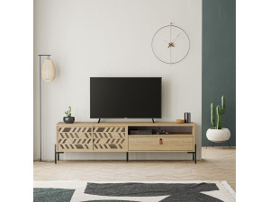 Dionysos" wooden TV stand - 170 x 45 x 48 cm - Beige 2