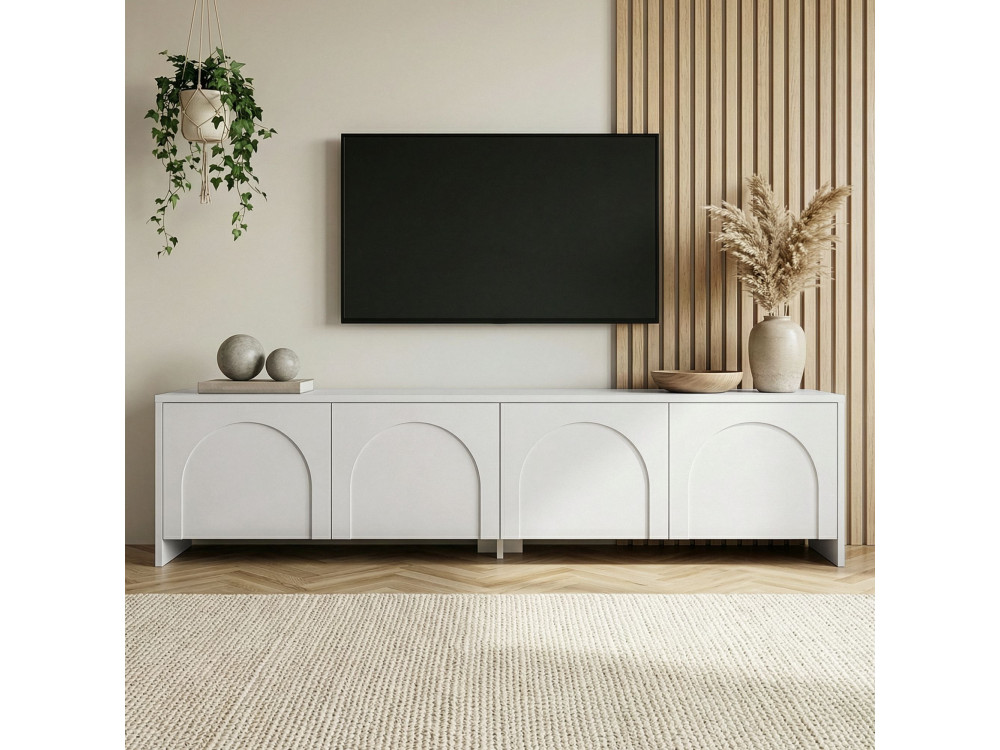 Aurelia" wooden TV stand - 180 x 32 x 45 cm - White