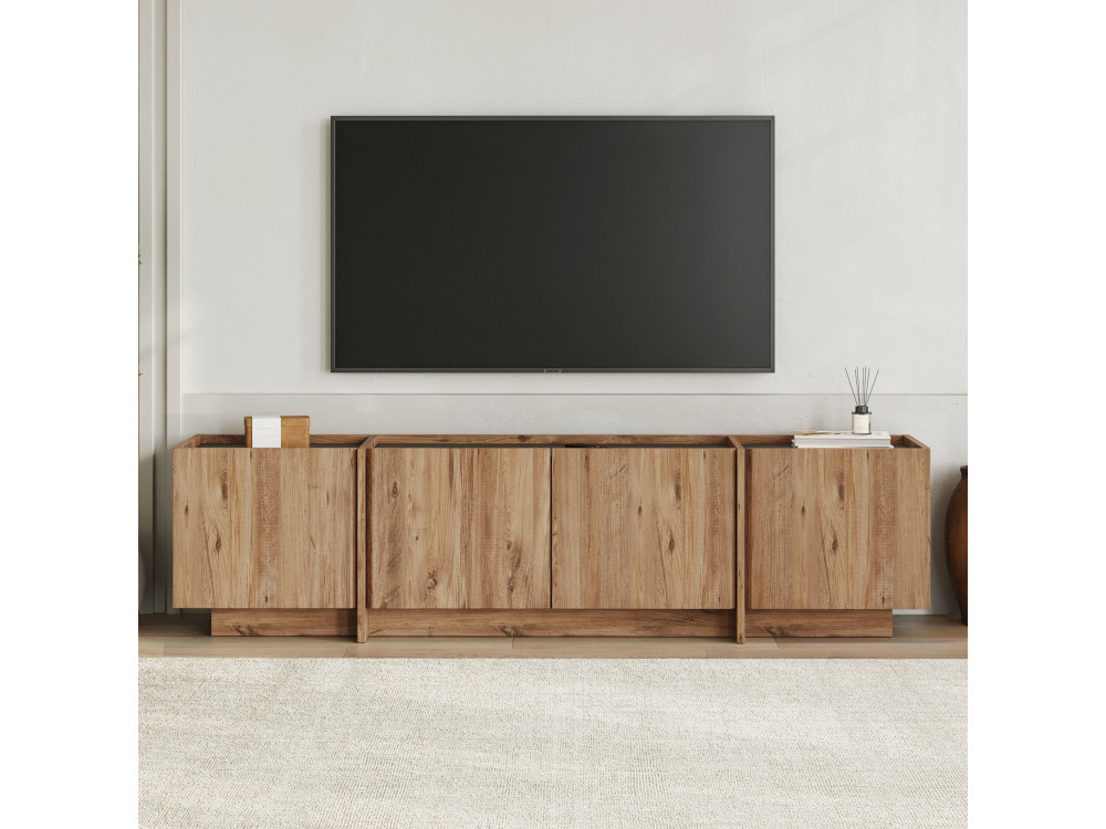 Lowen" wooden TV stand - 180 x 35 x 46 cm - Atlantic Pine / Anthracite