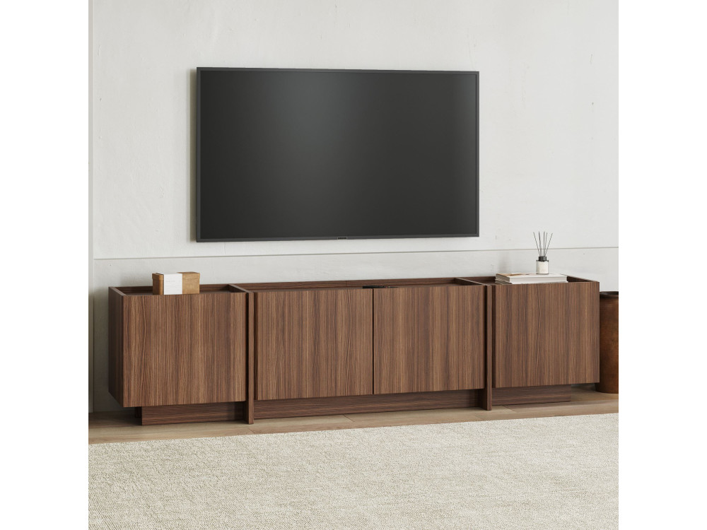 Lowen" wooden TV stand - 180 x 35 x 46 cm - Walnut Milano