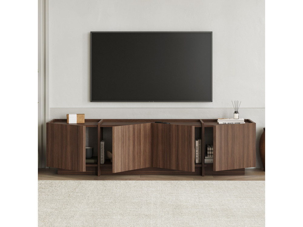 Lowen" wooden TV stand - 180 x 35 x 46 cm - Walnut Milano