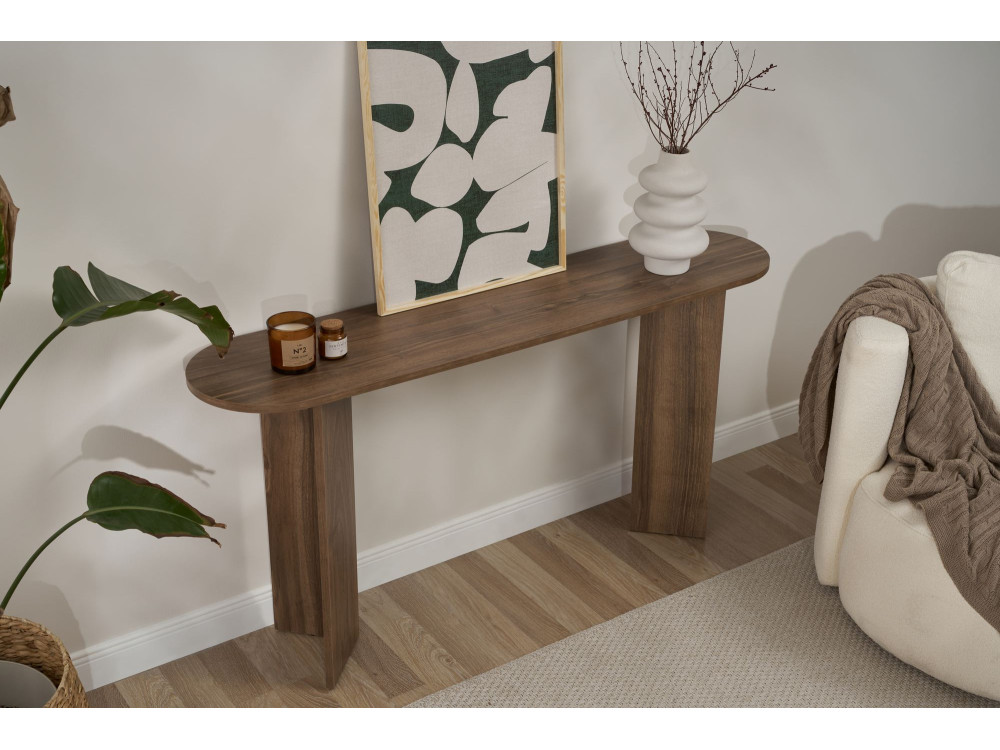 Sira" wooden console - 150 x 35 x 75 cm - Walnut