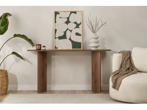 Sira" wooden console - 150 x 35 x 75 cm - Walnut 2