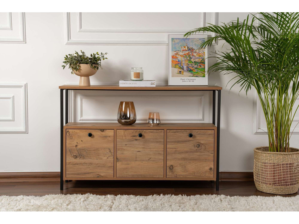 Solace" wooden console - 120 x 29 x 77 cm - Black Atlantic Pine