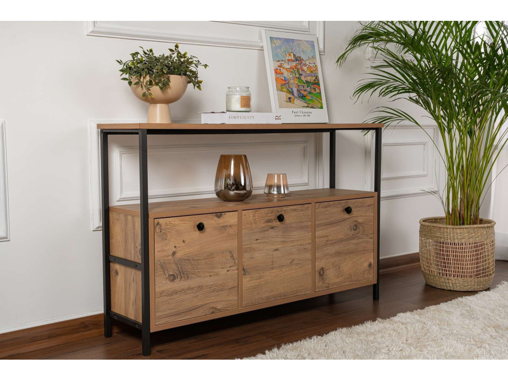 Solace" wooden console - 120 x 29 x 77 cm - Black Atlantic Pine