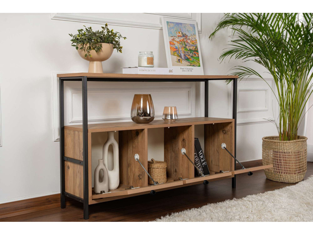 Solace" wooden console - 120 x 29 x 77 cm - Black Atlantic Pine