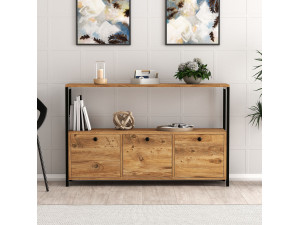 Nero" wooden sideboard - 120 x 30 x 75 cm - Black Atlantic pine 2