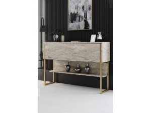 Luxe" wooden console - 120 x 30 x 80 cm - Gold Travertine 2