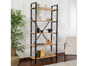 Elysian" wooden bookcase - 90 x 33 x 180 cm - BlackOak 2