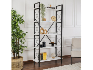 Elysian" wooden bookcase - 90 x 33 x 180 cm - WhiteBlack 2