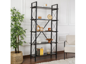 Elysian" wooden bookcase - 90 x 33 x 180 cm - Black WoodBlack Wood 2
