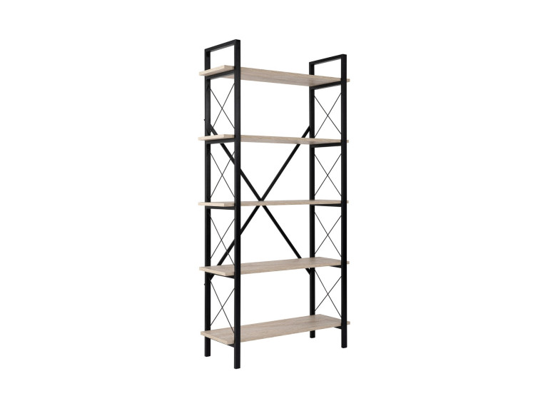 Elysian" wooden bookcase - 90 x 33 x 180 cm - TravertineBlack