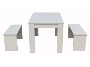 Table with 2 benches "Tino" - 110 x 74 x 70 cm - White 2