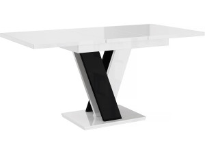 Extendable dining table "Masiv" - 120/160 x 80 x 75 cm - Glossy white/Glossy black