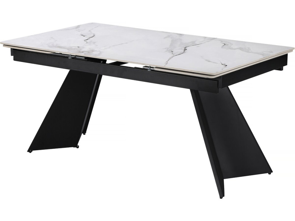 Equinoxe" extendable ceramic dining table for 6 to 10 people - Grey marbled white