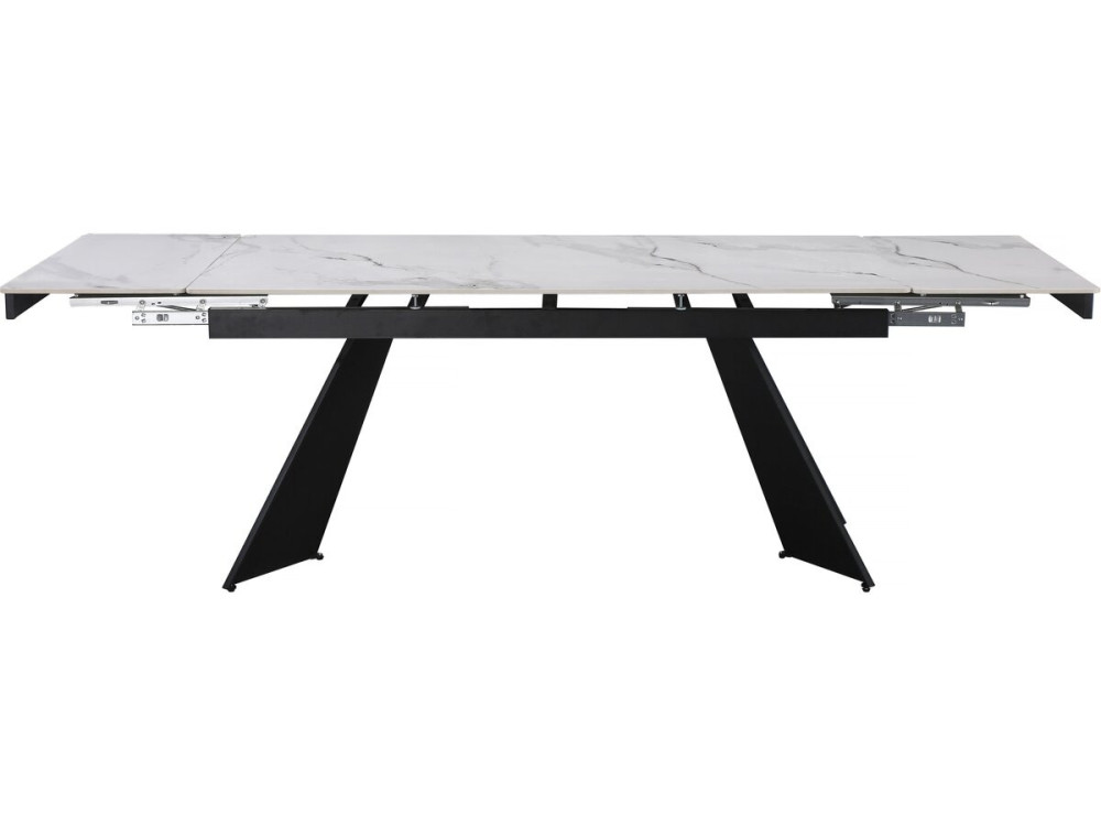 Equinoxe" extendable ceramic dining table for 6 to 10 people - Grey marbled white